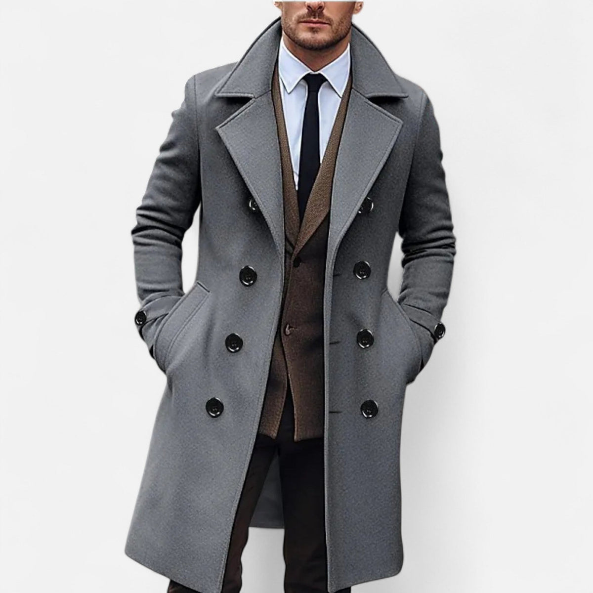 Manteau Homme Structuré à Revers Classique – Élégant, Confortable & Polyvalent