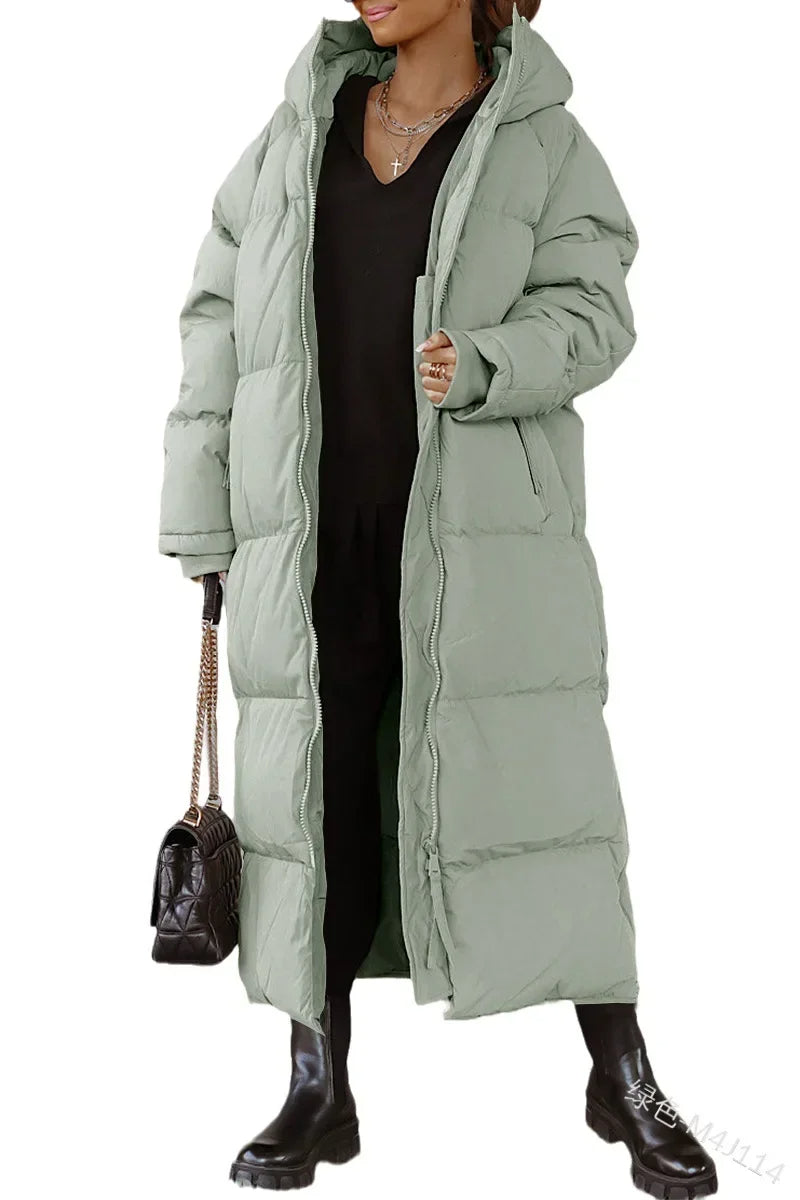Françoise | Manteau long d’hiver femme matelassé à fermeture zippée