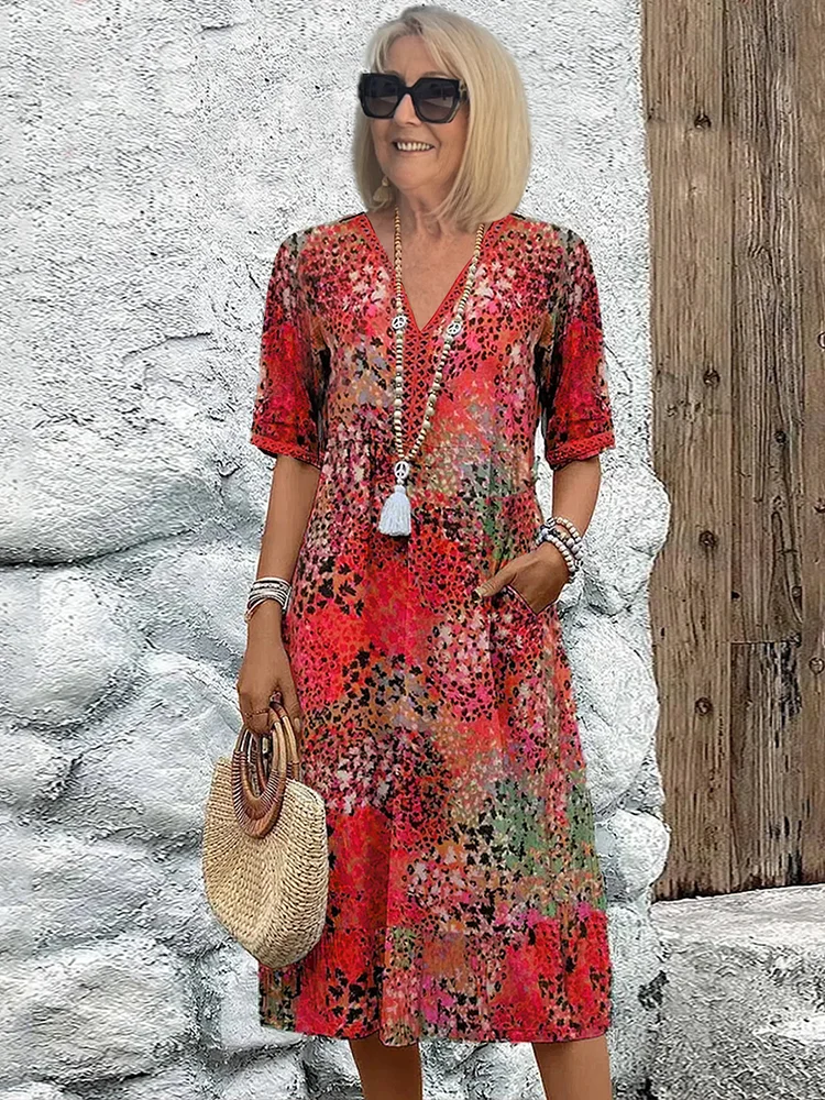 Robe Midi Fleurie Élégante – Charme Féminin & Style Moderne