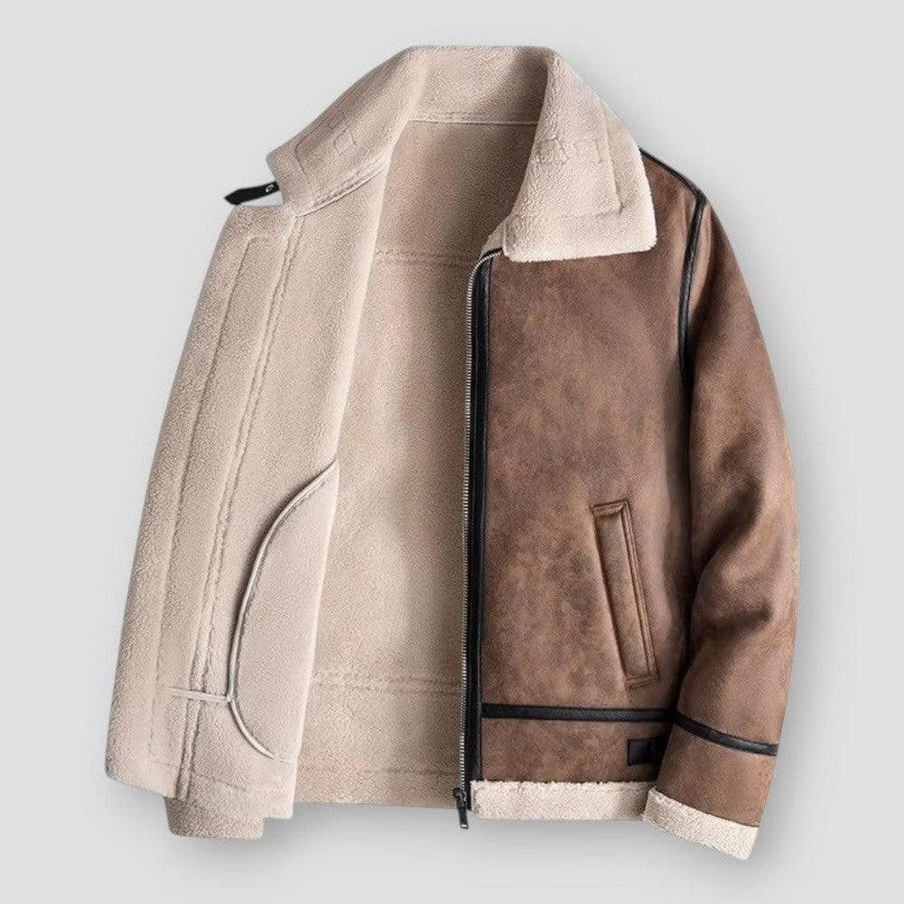 Noah | Bomber Homme Look Suédé Col et Poignets en Shearling Doublure Polaire