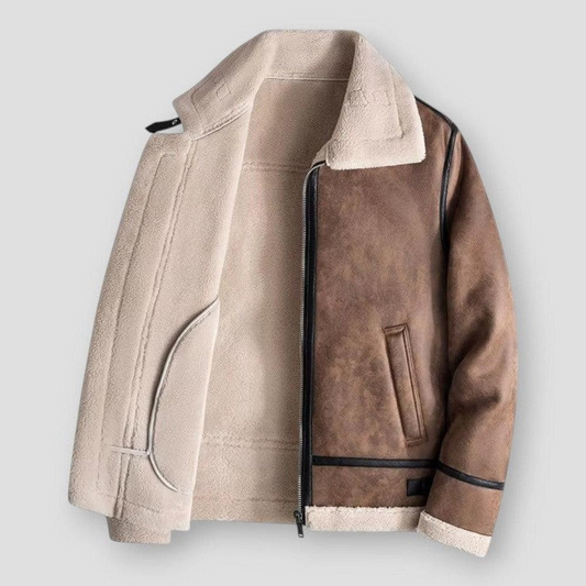 Noah | Bomber Homme Look Suédé Col et Poignets en Shearling Doublure Polaire