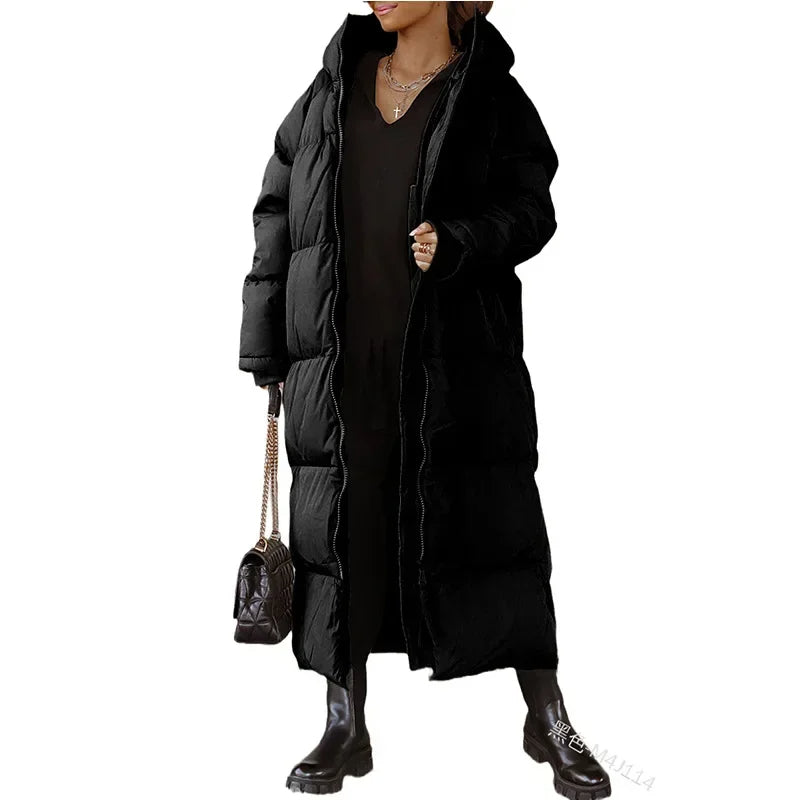 Françoise | Manteau long d’hiver femme matelassé à fermeture zippée