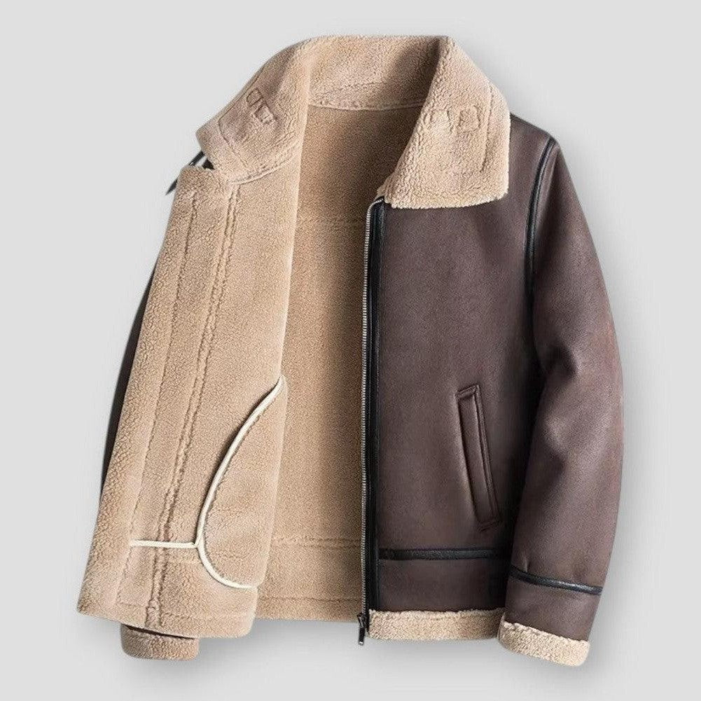 Noah | Bomber Homme Look Suédé Col et Poignets en Shearling Doublure Polaire