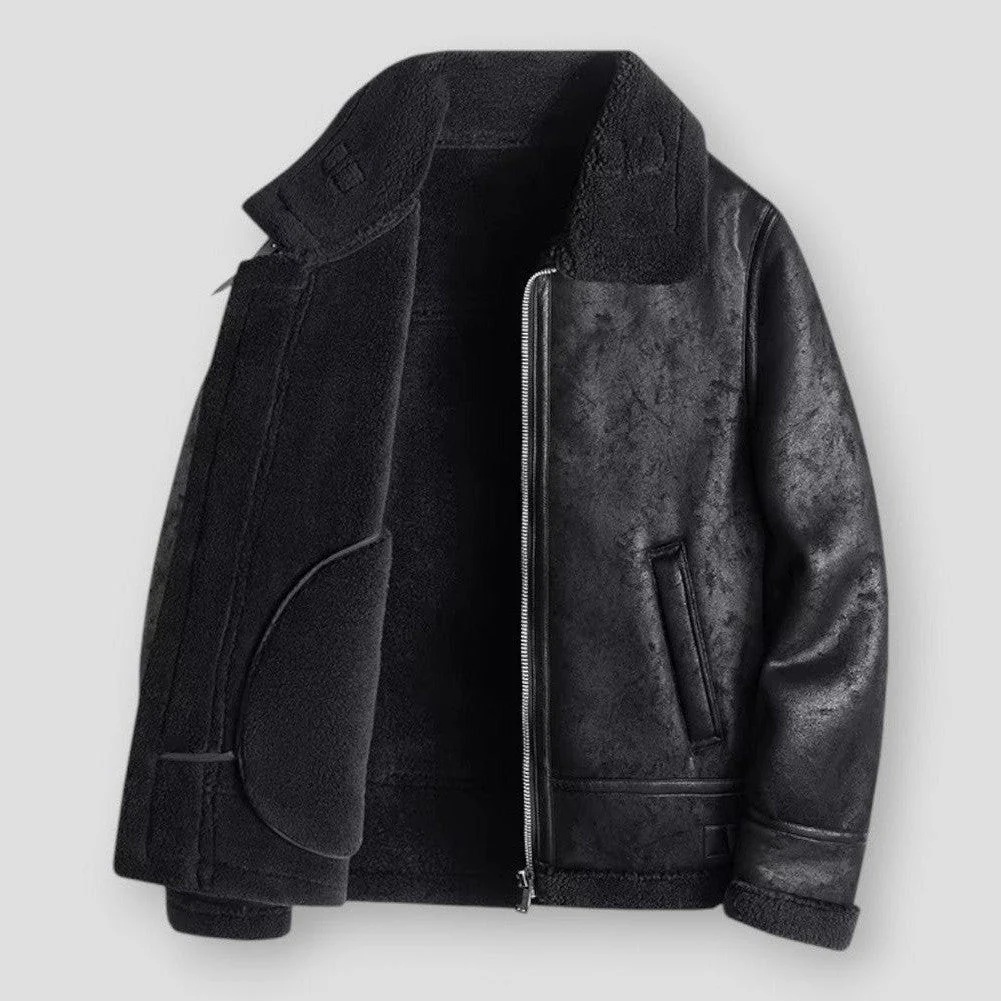 Noah | Bomber Homme Look Suédé Col et Poignets en Shearling Doublure Polaire