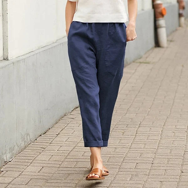 Pantalon Large en Lin et Coton – Élégance Décontractée & Confort Léger