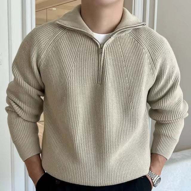 Pull Homme Quarter-Zip à Rayures | Confort et Style Moderne