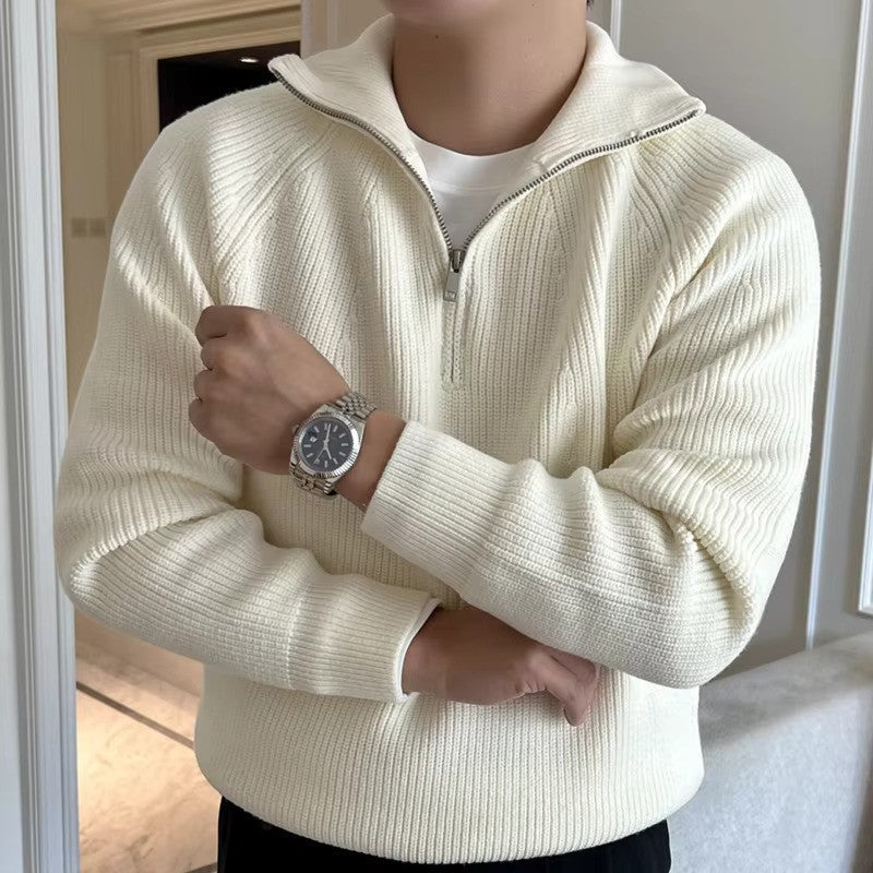 Pull Homme Quarter-Zip à Rayures | Confort et Style Moderne