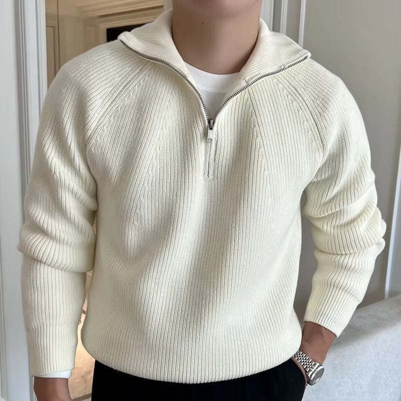 Pull Homme Quarter-Zip à Rayures | Confort et Style Moderne