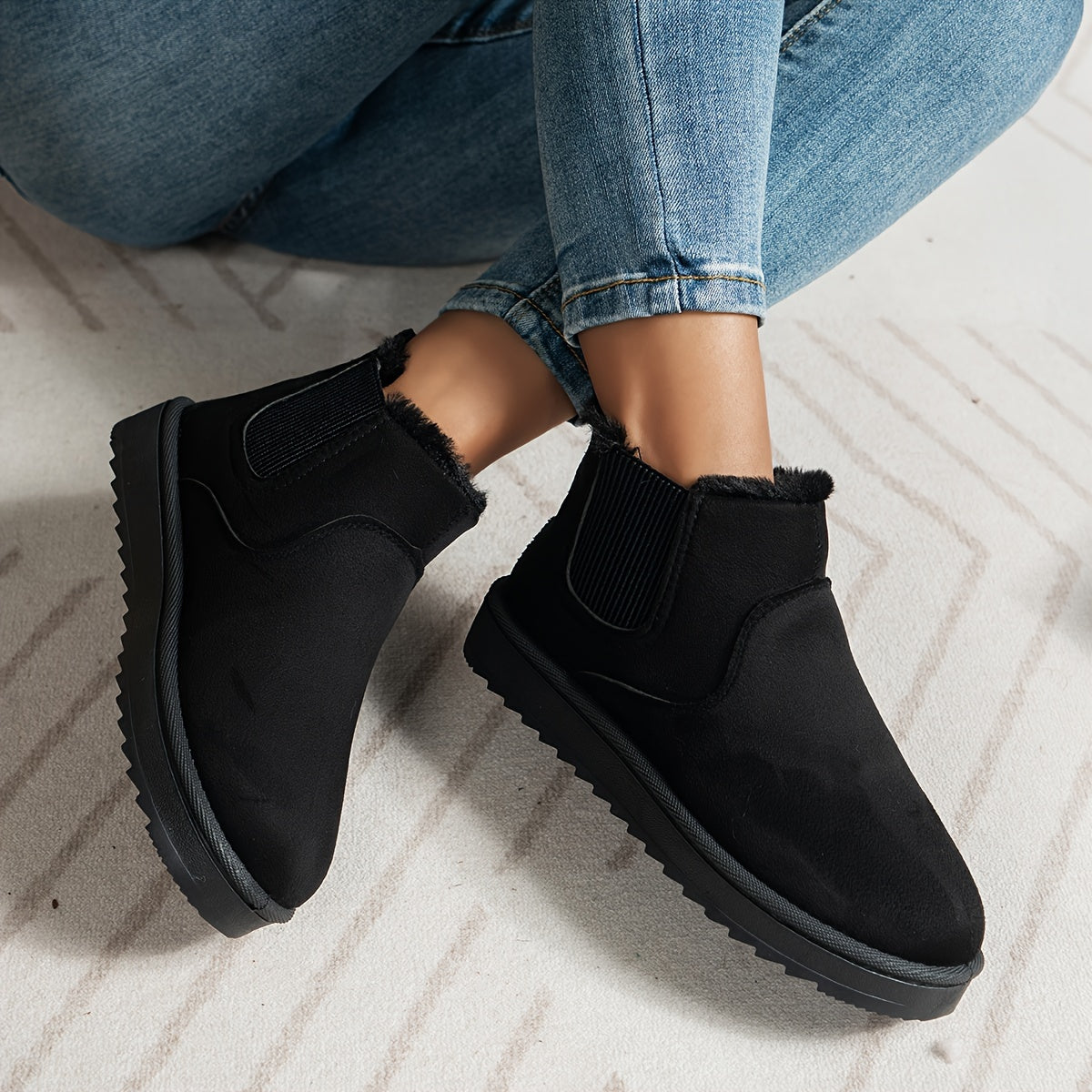 Tamarisse | Bottines Hiver Femme Slip-On avec Éléments Élastiques et Doublure Chaude