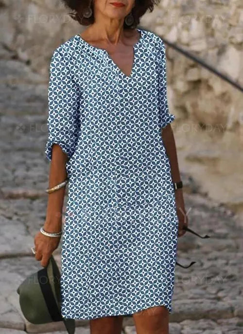 Robe droite fluide à encolure en V – Légère, intemporelle & polyvalente