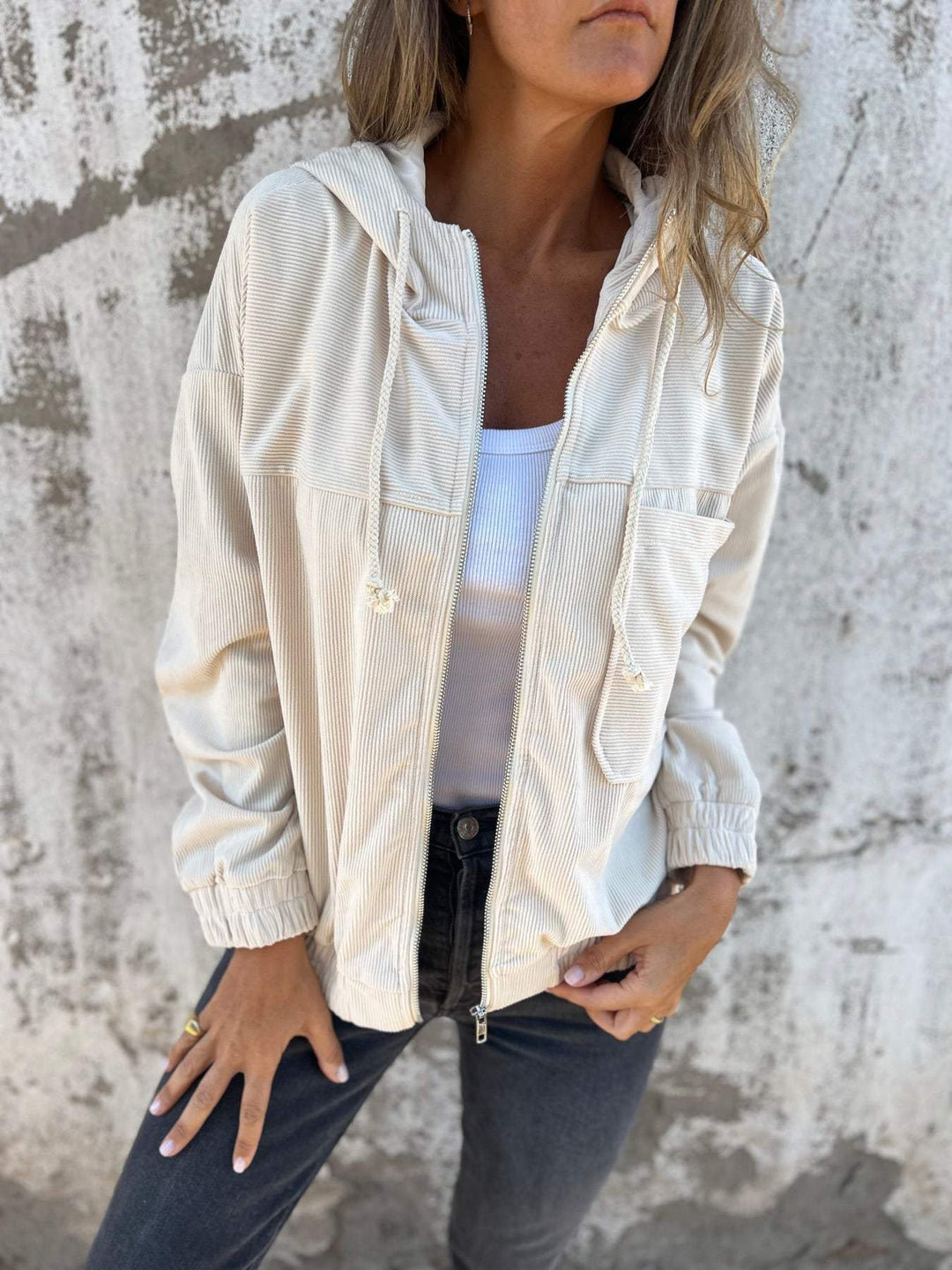 Dorianne | Veste Femme Zippée à Capuche avec Cordon Casual et Confortable