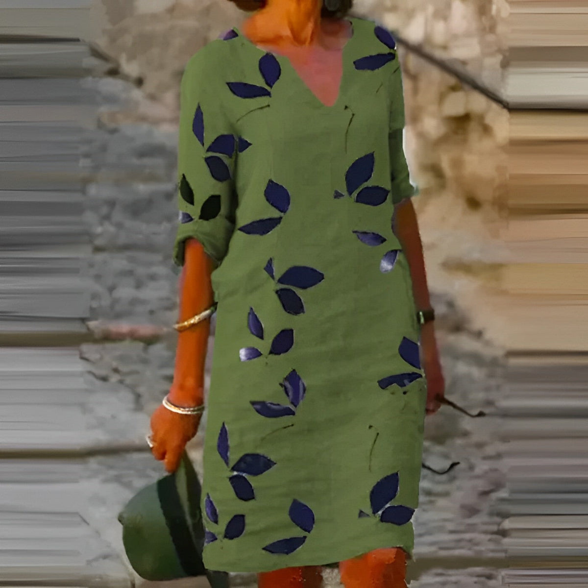 Robe droite fluide à encolure en V – Naturelle, légère & polyvalente