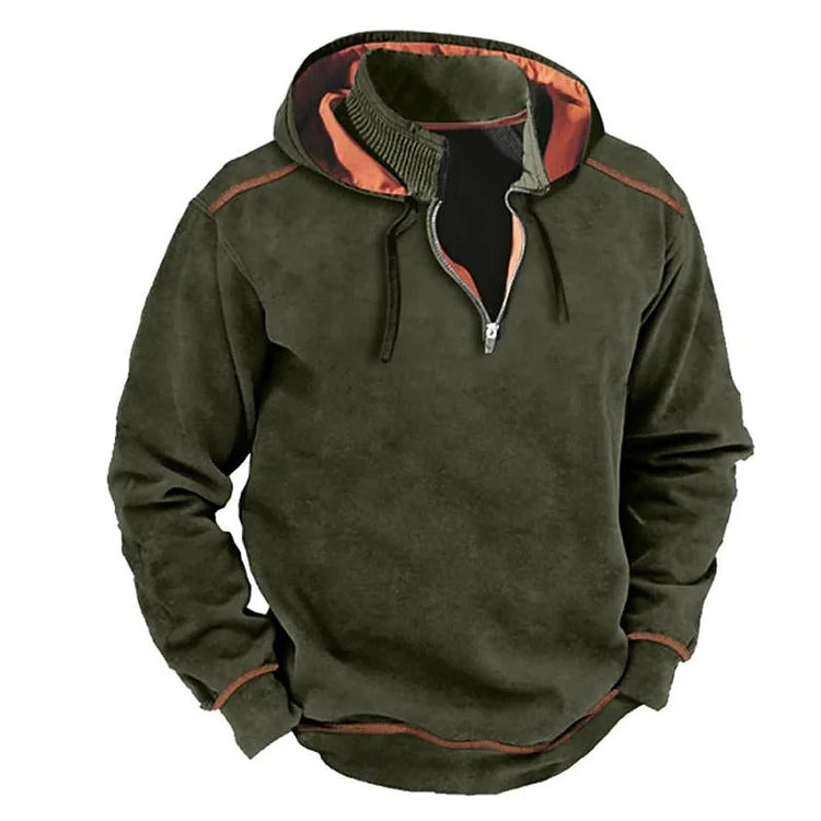 Paul | Sweat à Capuche Homme Relax Fit avec Demi-Zip et Détails Contrastes