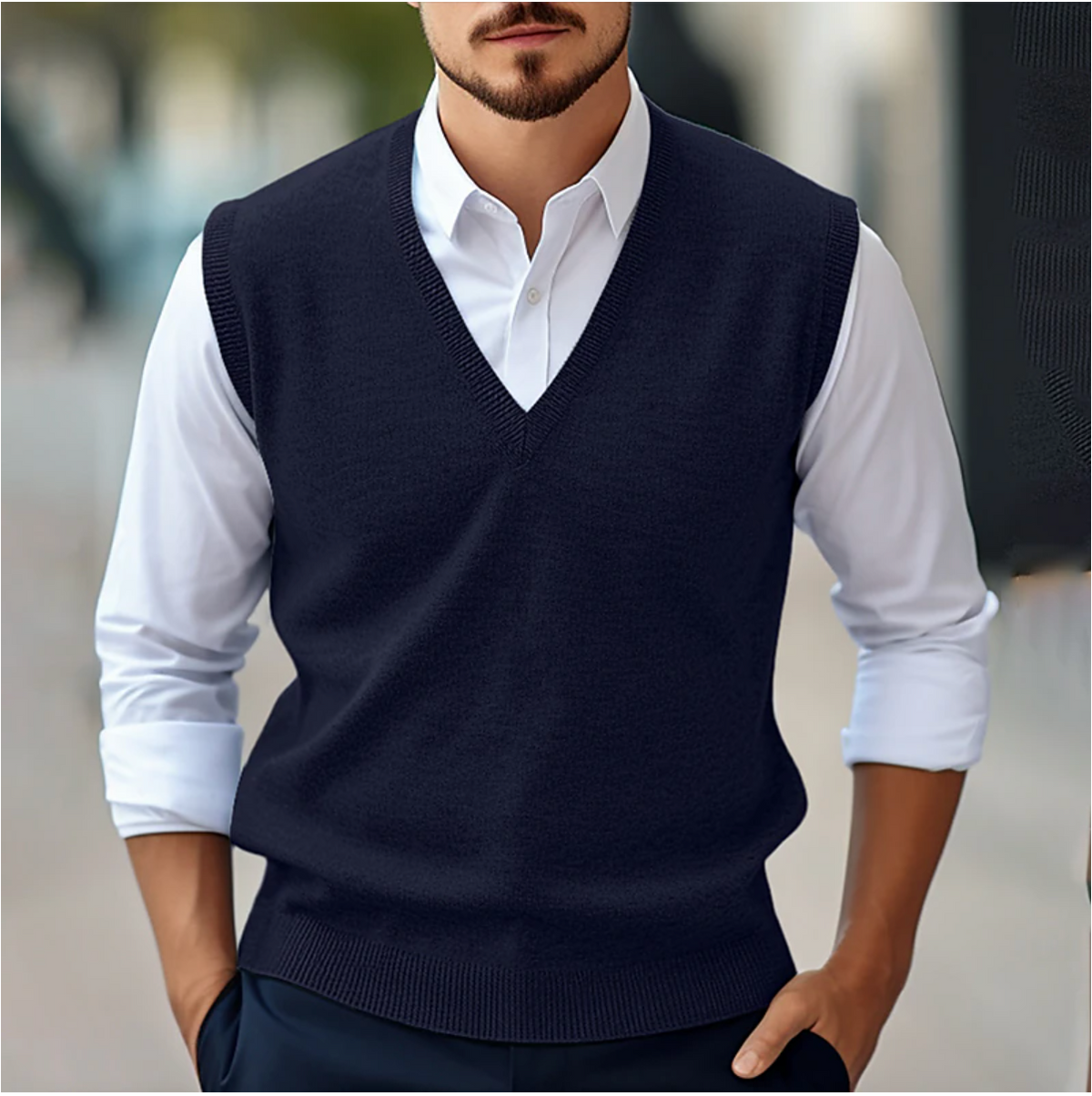 Pull Sans Manches Homme à Col V | Look Casual et Moderne