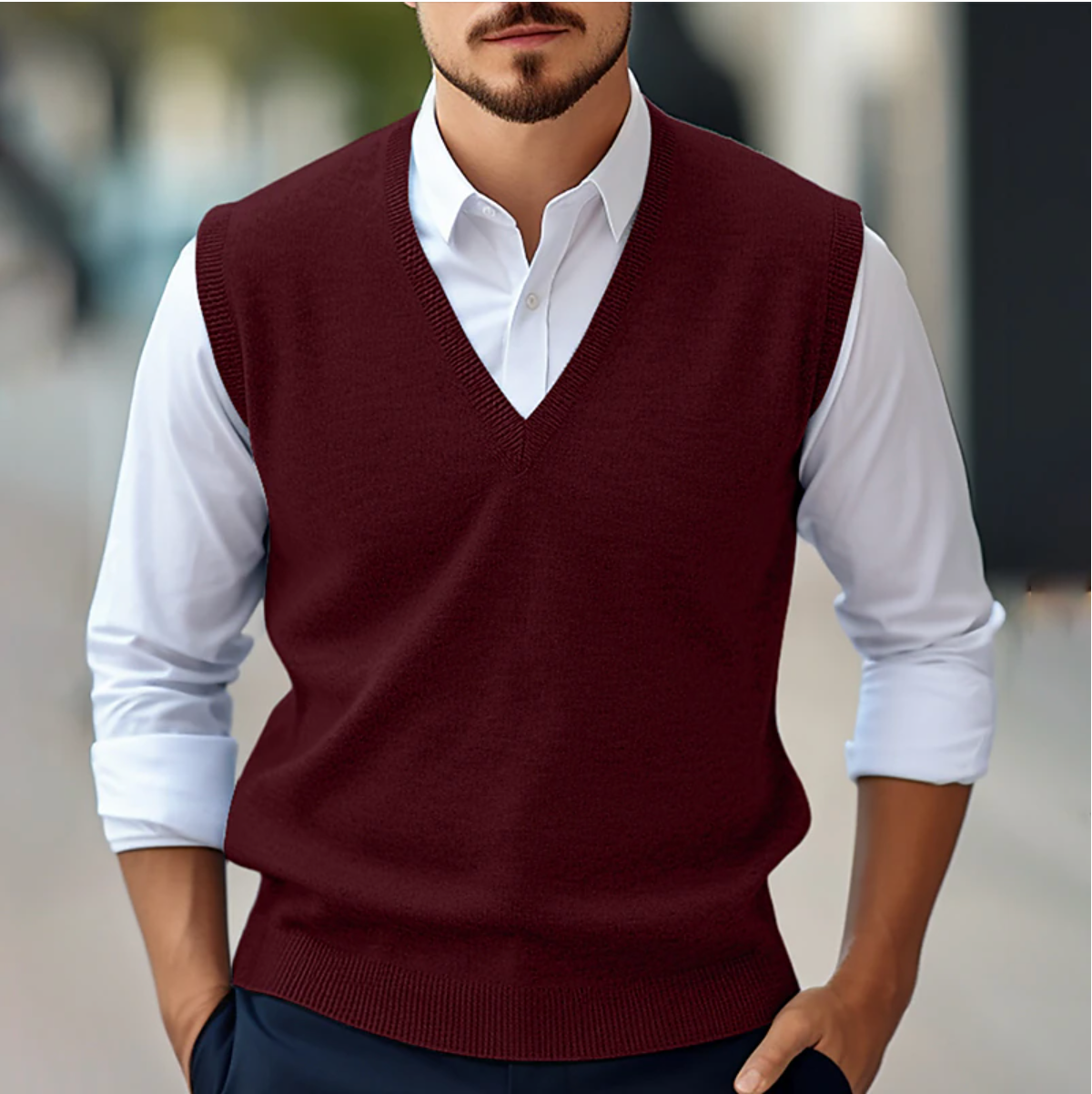 Pull Sans Manches Homme à Col V | Look Casual et Moderne