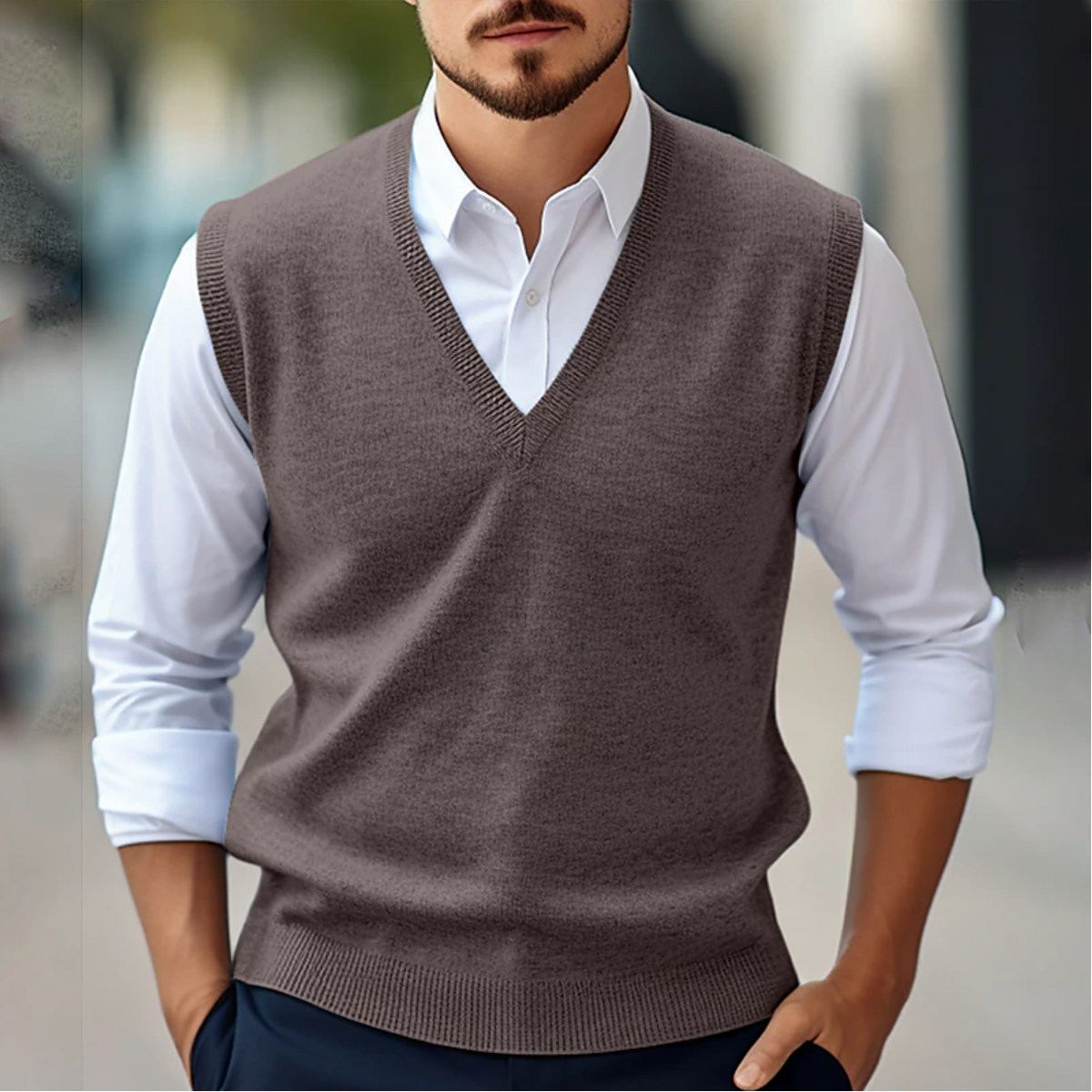 Pull Sans Manches Homme à Col V | Look Casual et Moderne