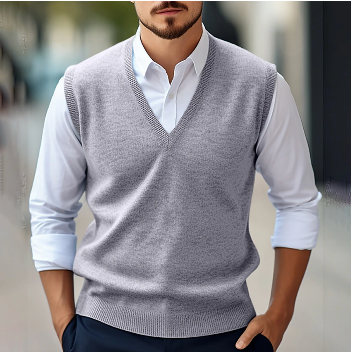 Pull Sans Manches Homme à Col V | Look Casual et Moderne