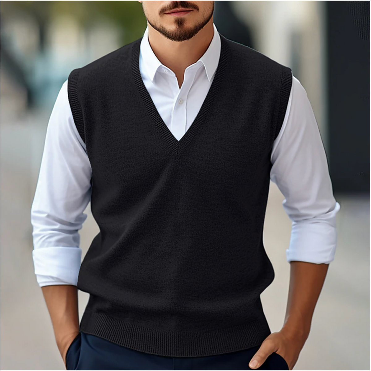 Pull Sans Manches Homme à Col V | Look Casual et Moderne