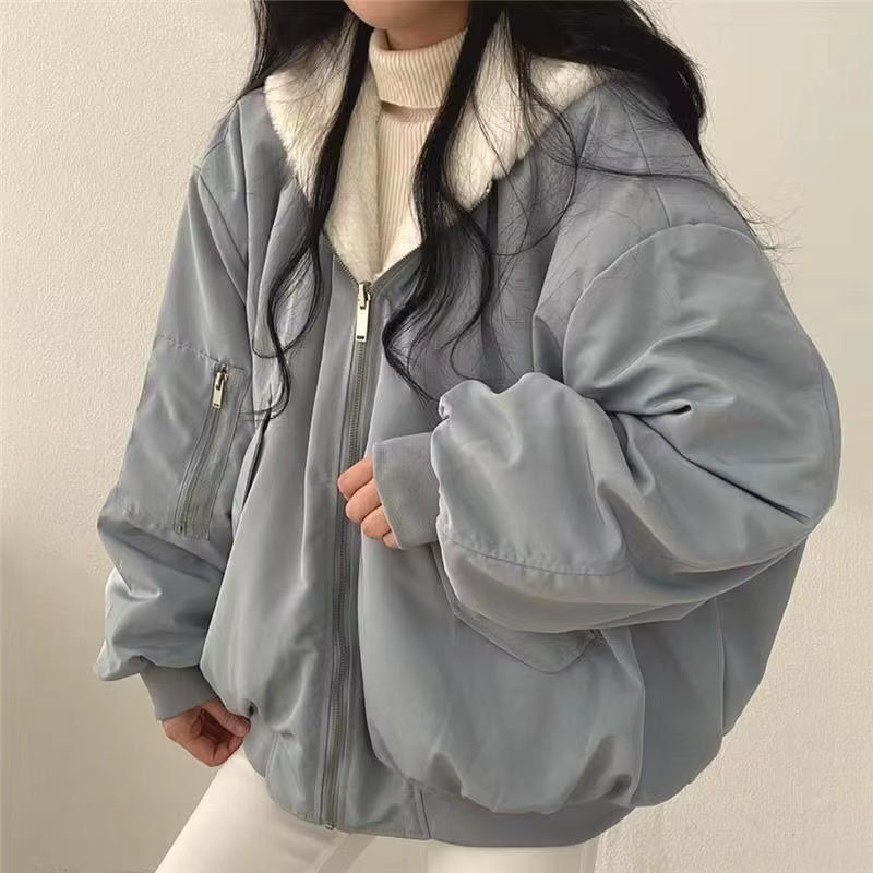 Veste Hiver Oversize Femme à Doublure Fausse Fourrure