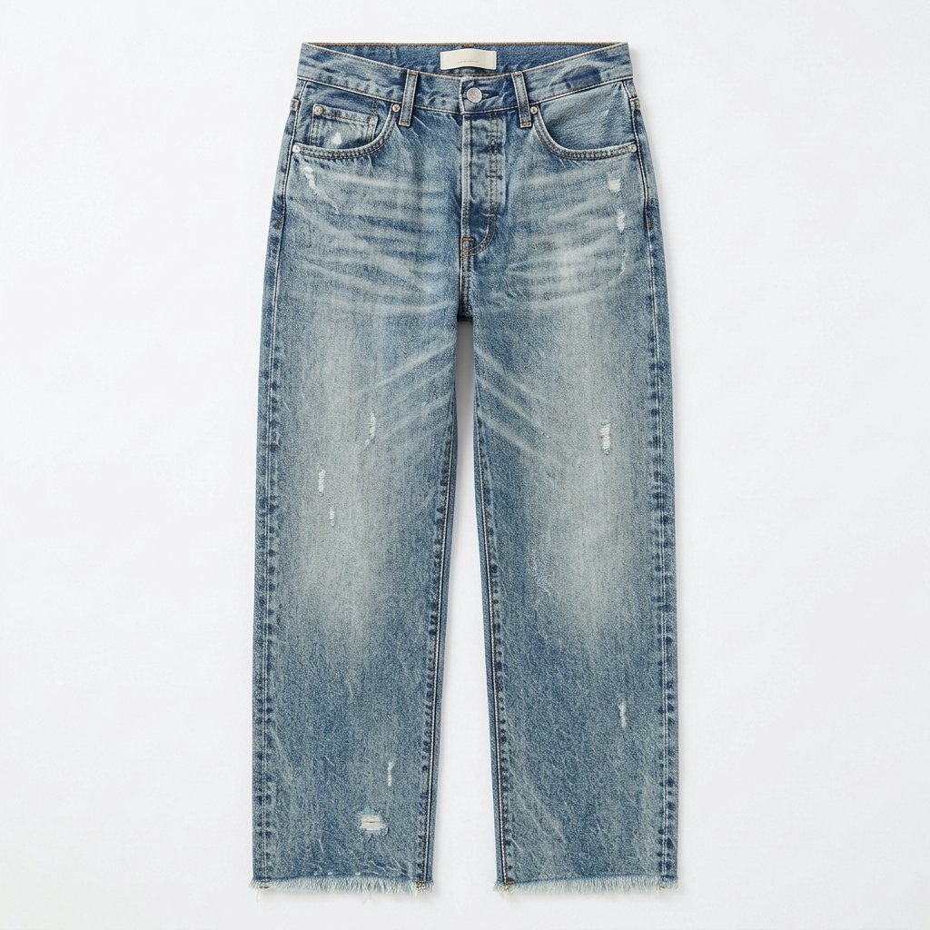 Jean femme | Jean droit et confortable à ourlet effiloché pour un style décontracté