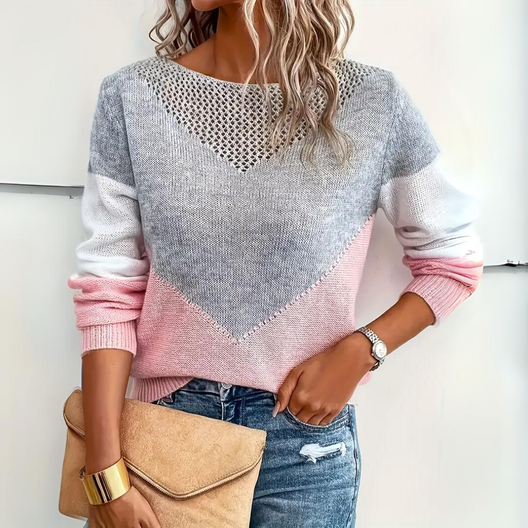 Pull femme | Pull color block à coupe ample et col rond
