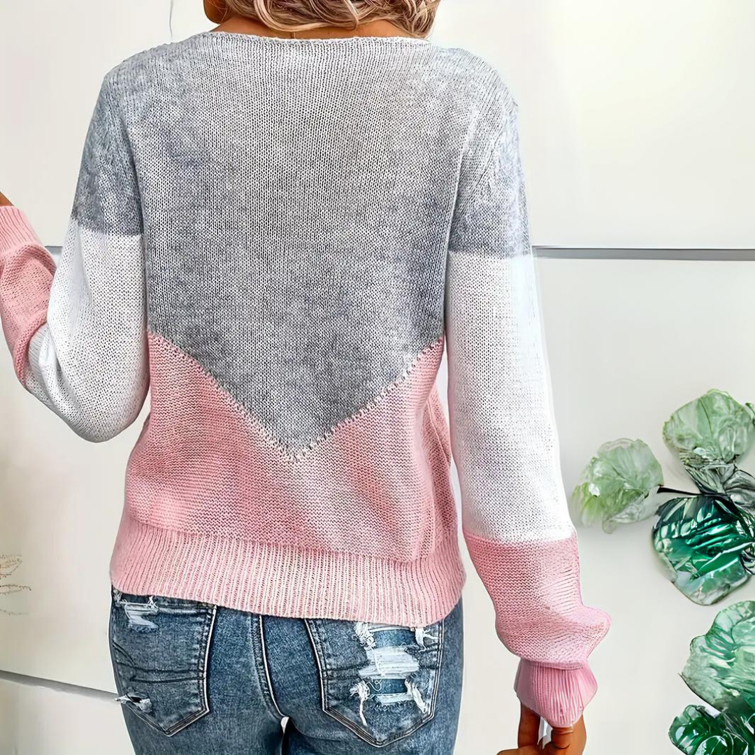 Pull femme | Pull color block à coupe ample et col rond