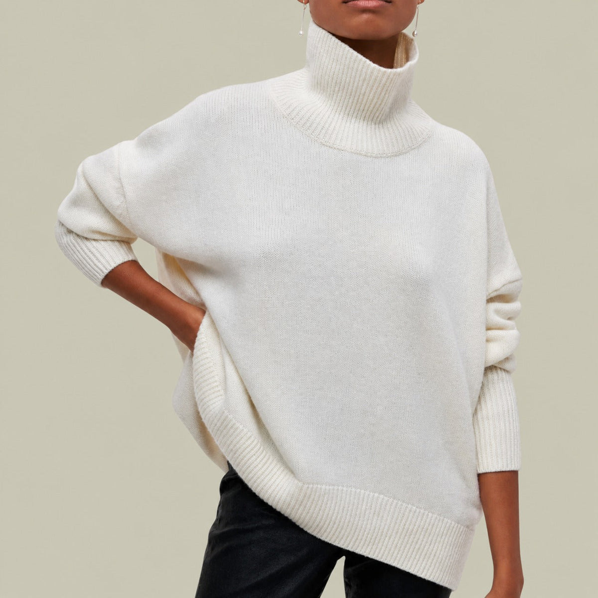 Pull femme | Pull oversize à col roulé et manches longues pour les journées fraîches