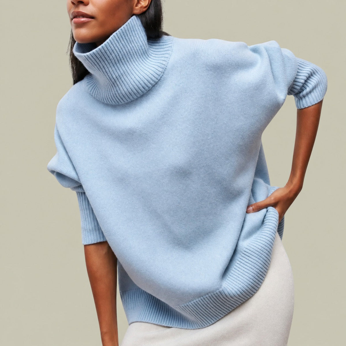 Pull femme | Pull oversize à col roulé et manches longues pour les journées fraîches