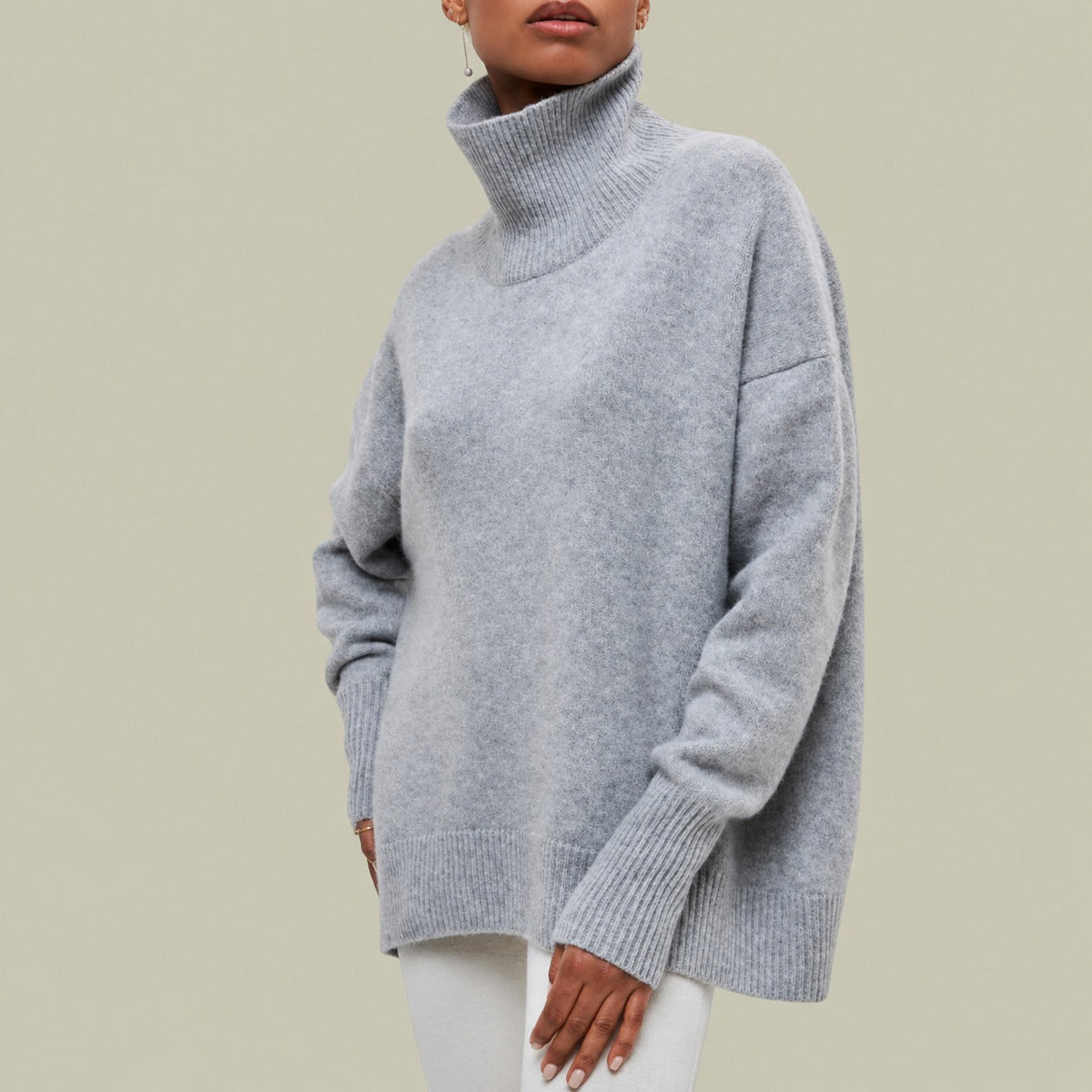 Pull femme | Pull oversize à col roulé et manches longues pour les journées fraîches
