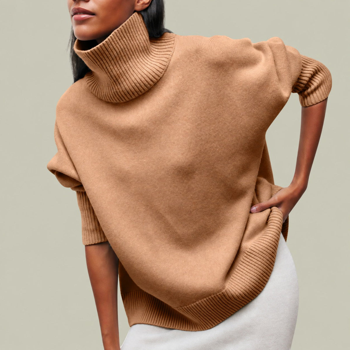 Pull femme | Pull oversize à col roulé et manches longues pour les journées fraîches
