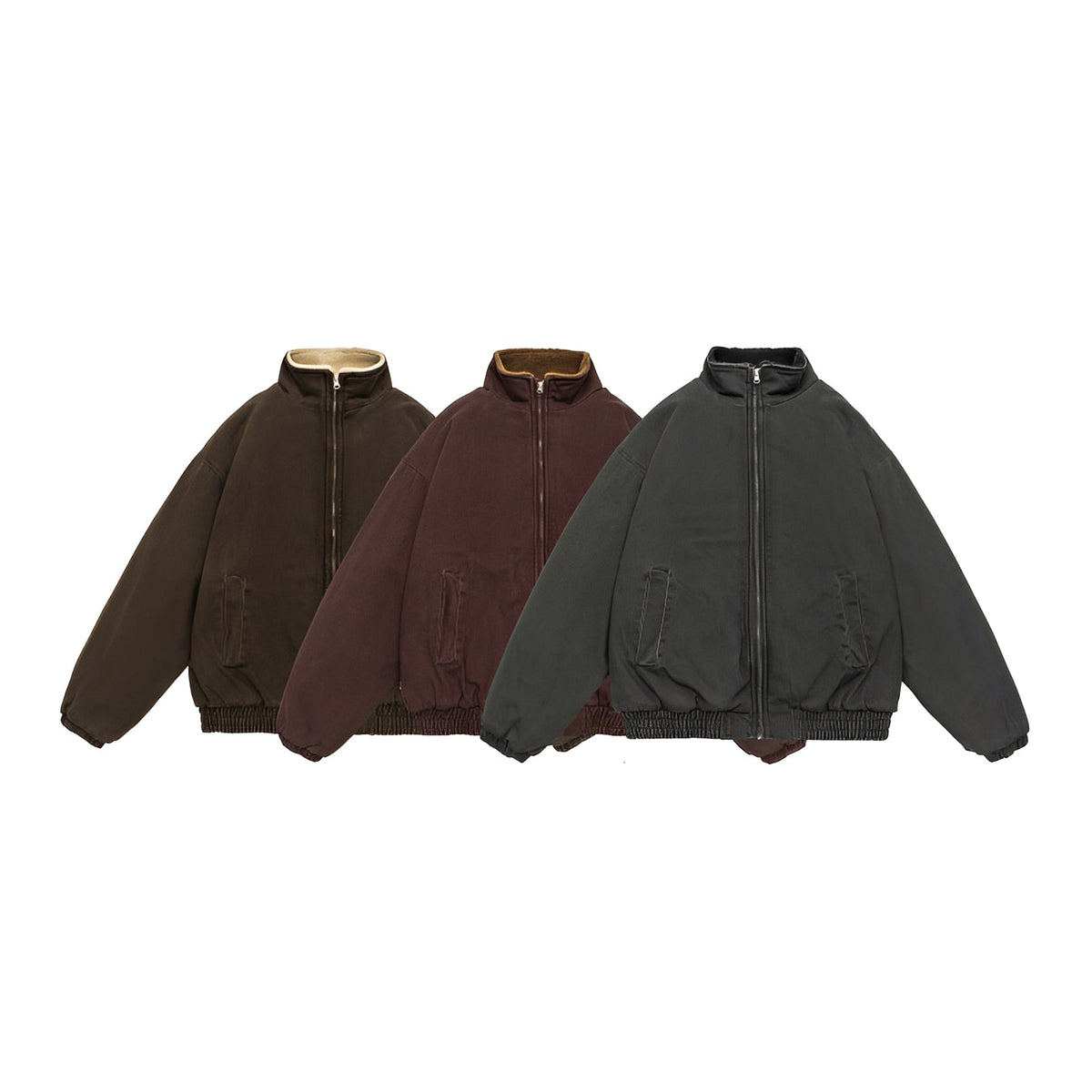 Veste homme | Veste décontractée oversize à col montant et fermeture zippée