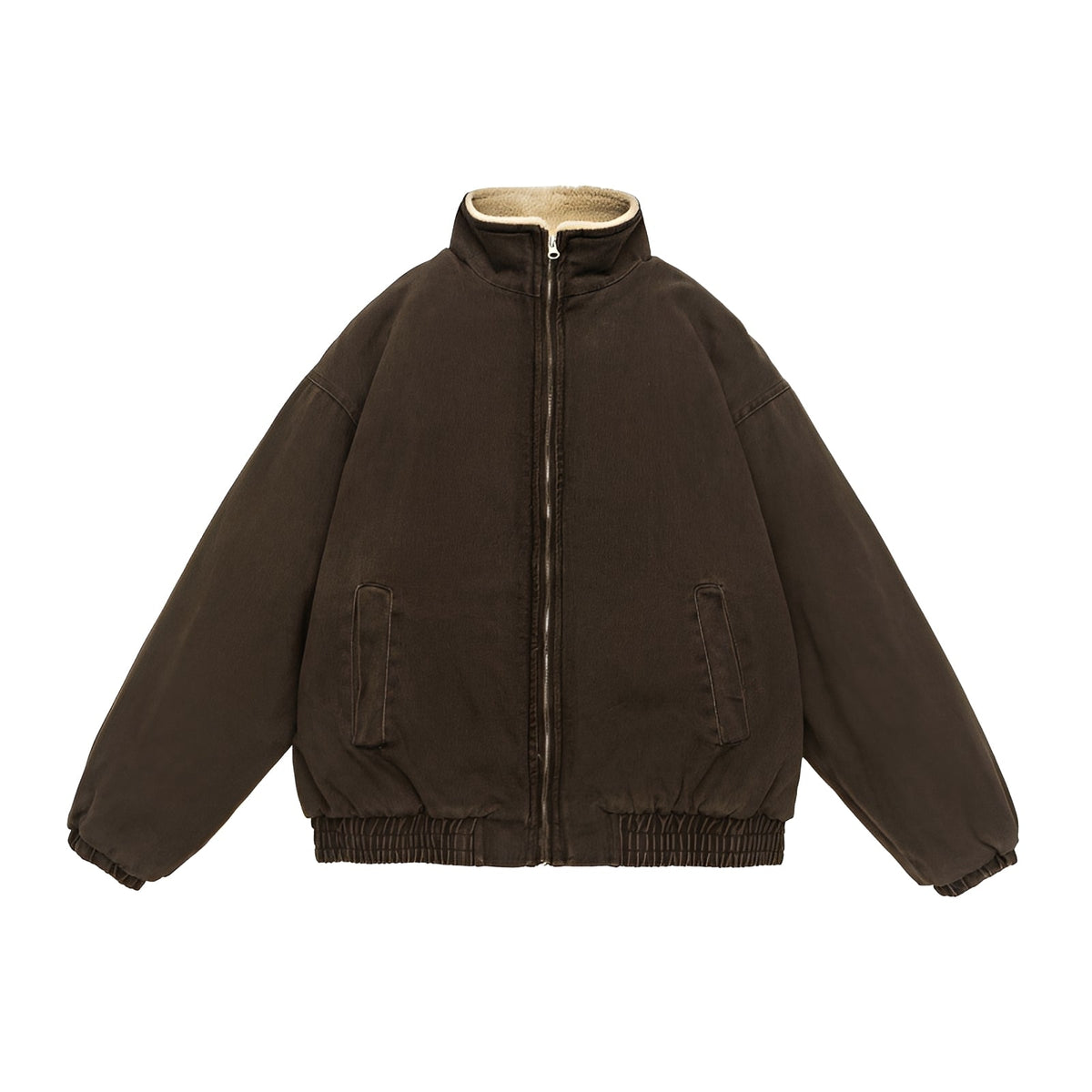 Veste homme | Veste décontractée oversize à col montant et fermeture zippée