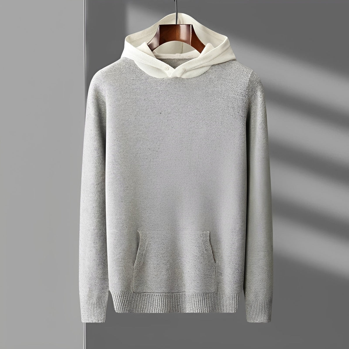 Sweat à capuche homme | Hoodie à col contrasté et patte de boutonnage