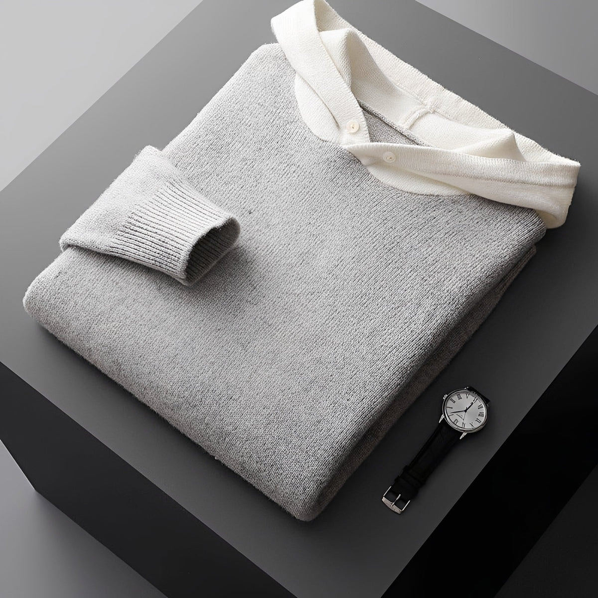 Sweat à capuche homme | Hoodie à col contrasté et patte de boutonnage