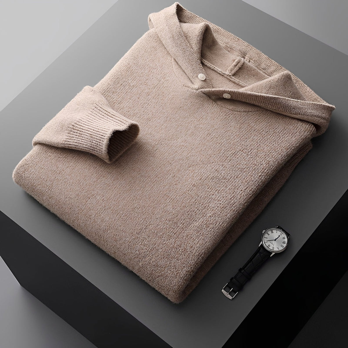 Sweat à capuche homme | Hoodie à col contrasté et patte de boutonnage