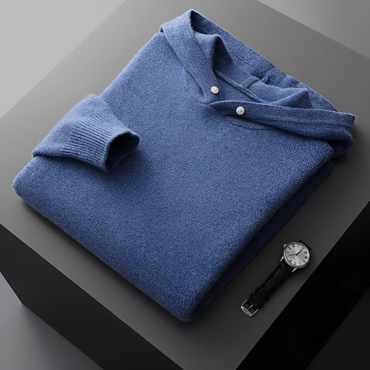 Sweat à capuche homme | Hoodie à col contrasté et patte de boutonnage
