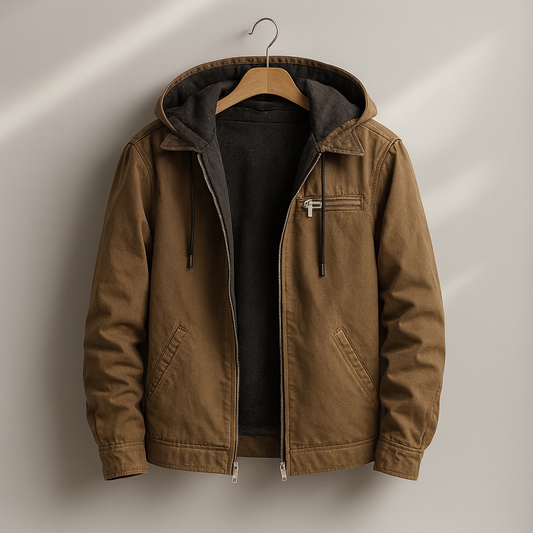 Veste homme | Veste à capuche zippée avec doublure douce et coupe ample