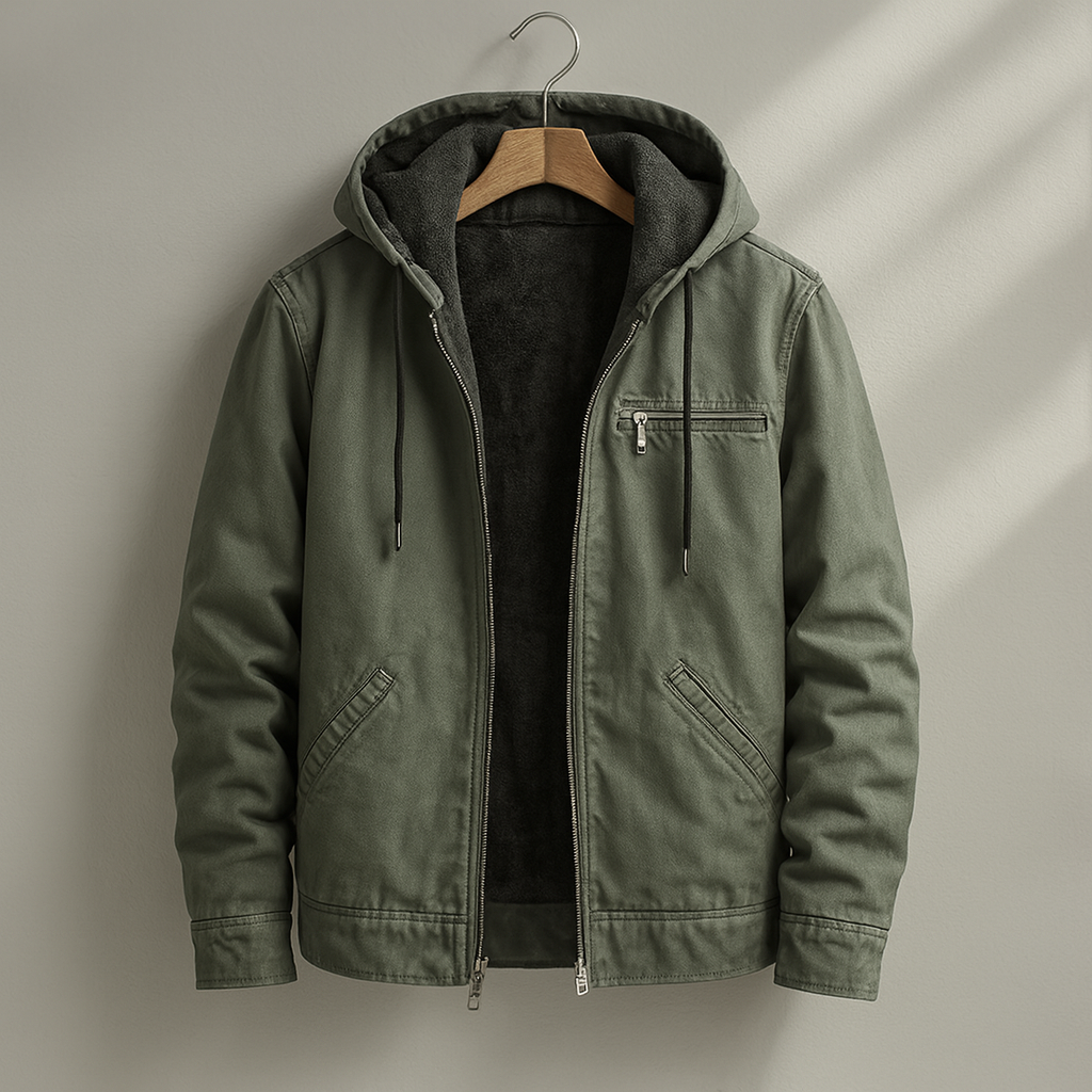 Veste homme | Veste à capuche zippée avec doublure douce et coupe ample