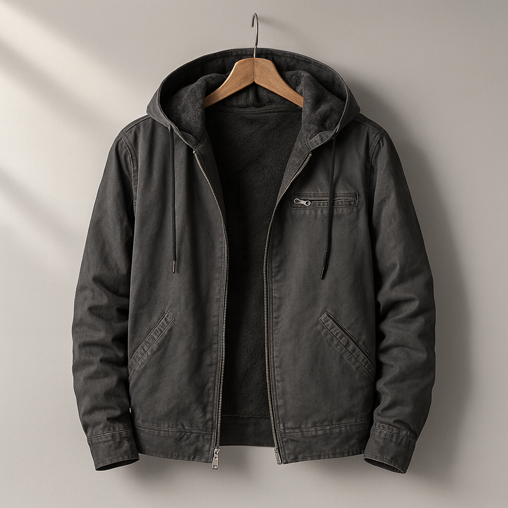 Veste homme | Veste à capuche zippée avec doublure douce et coupe ample