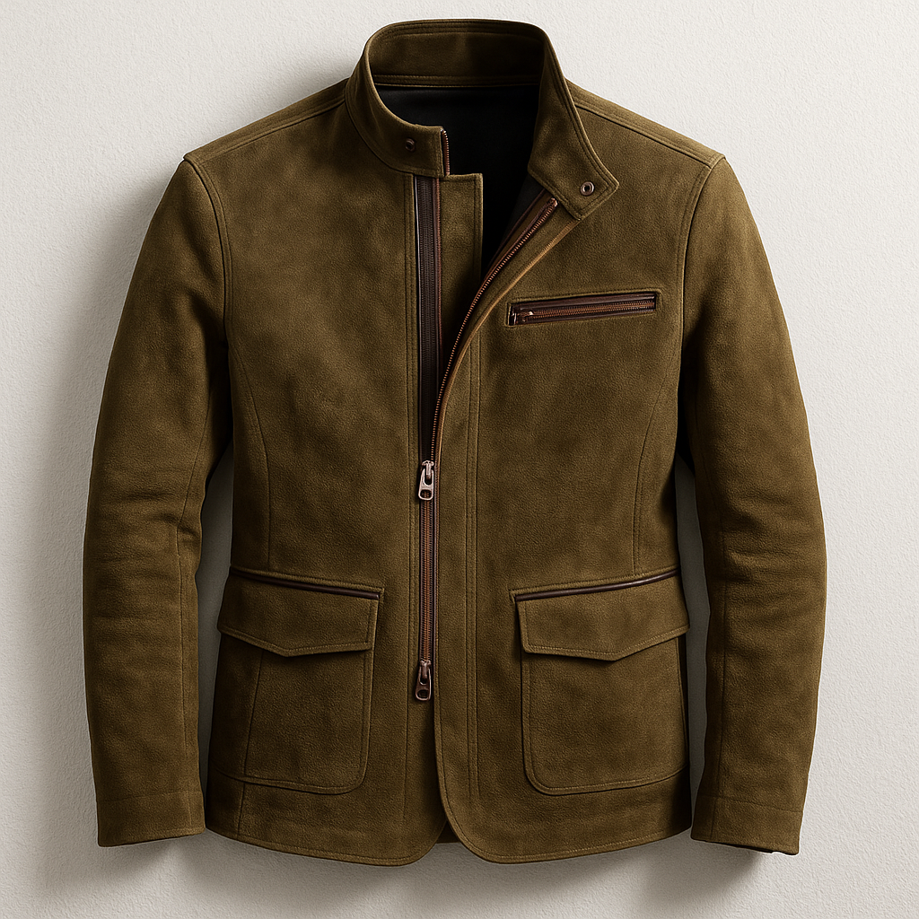 Veste homme | Veste ajustée à col montant et fermeture zippée avec plusieurs poches
