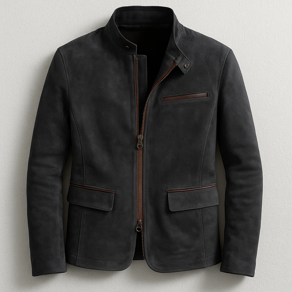 Veste homme | Veste ajustée à col montant et fermeture zippée avec plusieurs poches