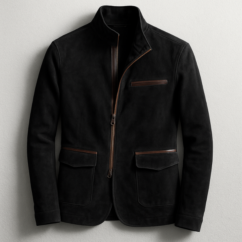 Veste homme | Veste ajustée à col montant et fermeture zippée avec plusieurs poches