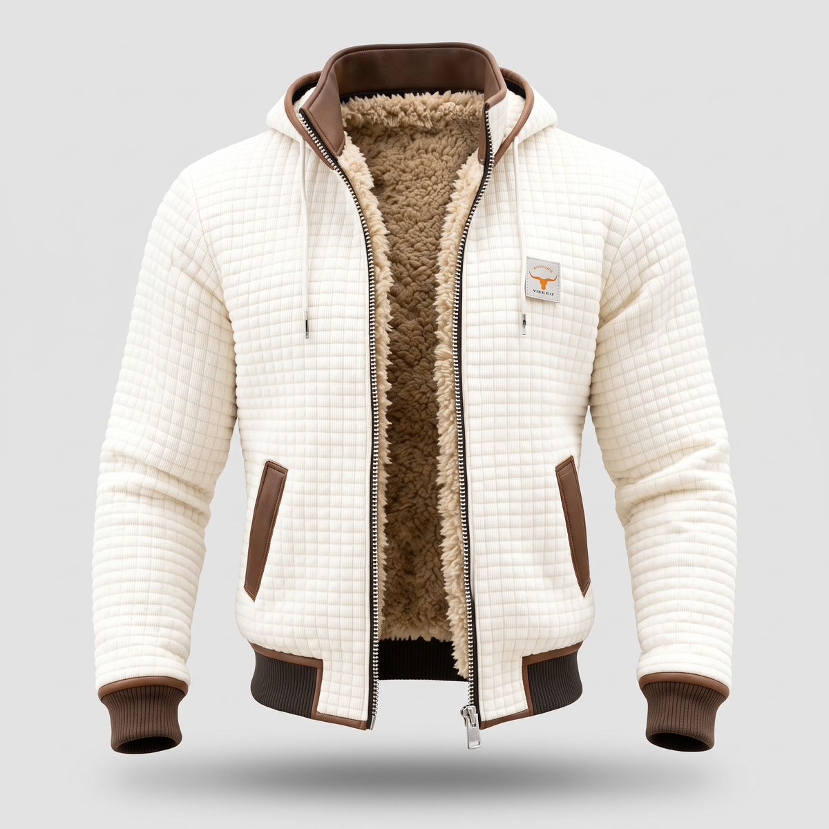 Doudoune homme | Veste matelassée à capuche avec fermeture zippée et détails contrastés