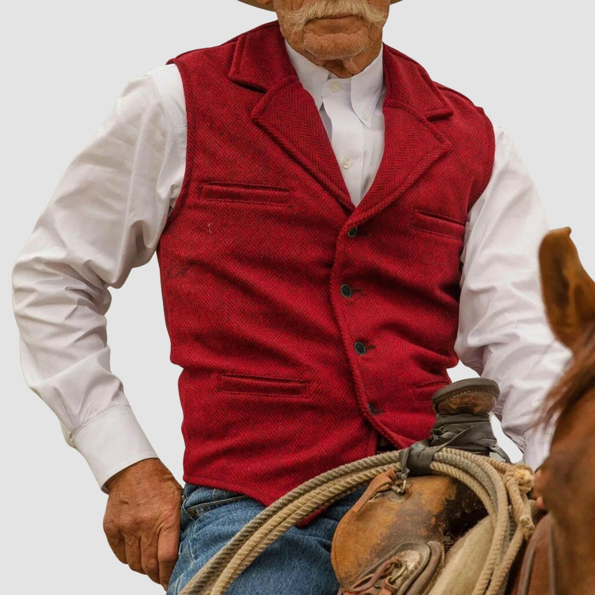 Gilet homme | Gilet vintage à motif pied-de-poule avec col à revers