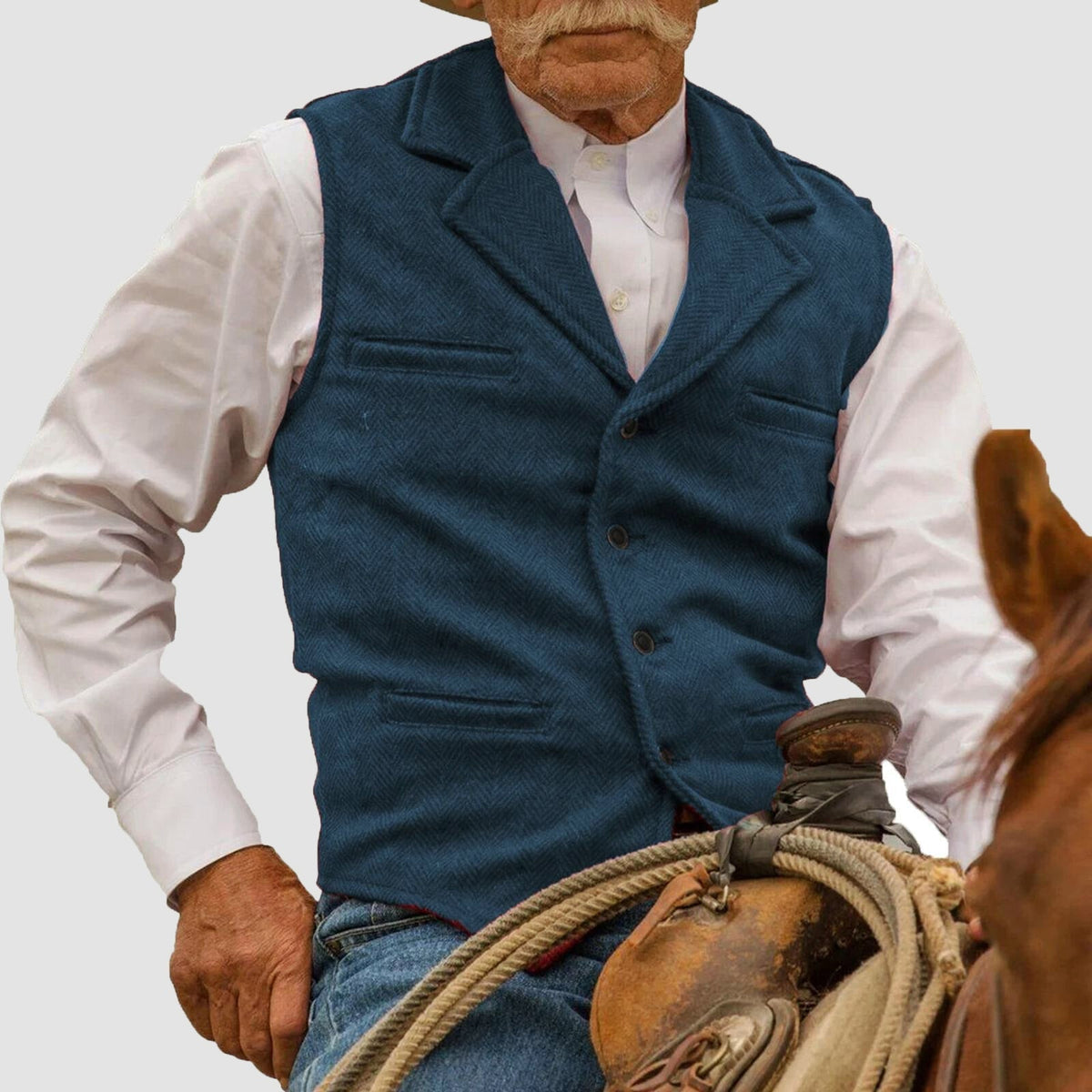 Gilet homme | Gilet vintage à motif pied-de-poule avec col à revers