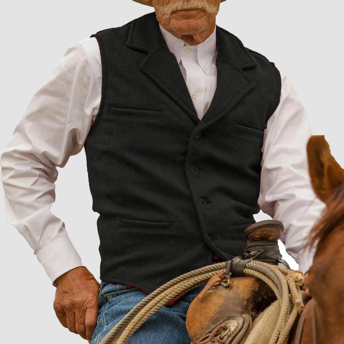 Gilet homme | Gilet vintage à motif pied-de-poule avec col à revers