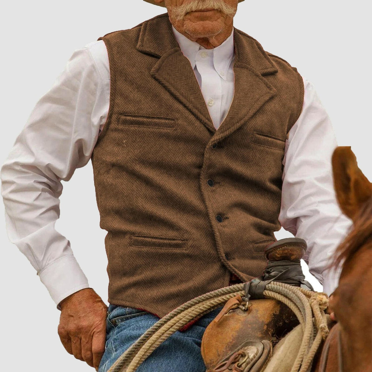 Gilet homme | Gilet vintage à motif pied-de-poule avec col à revers