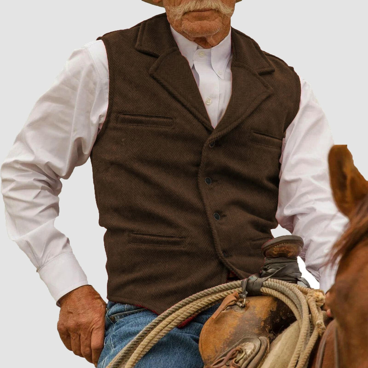 Gilet homme | Gilet vintage à motif pied-de-poule avec col à revers