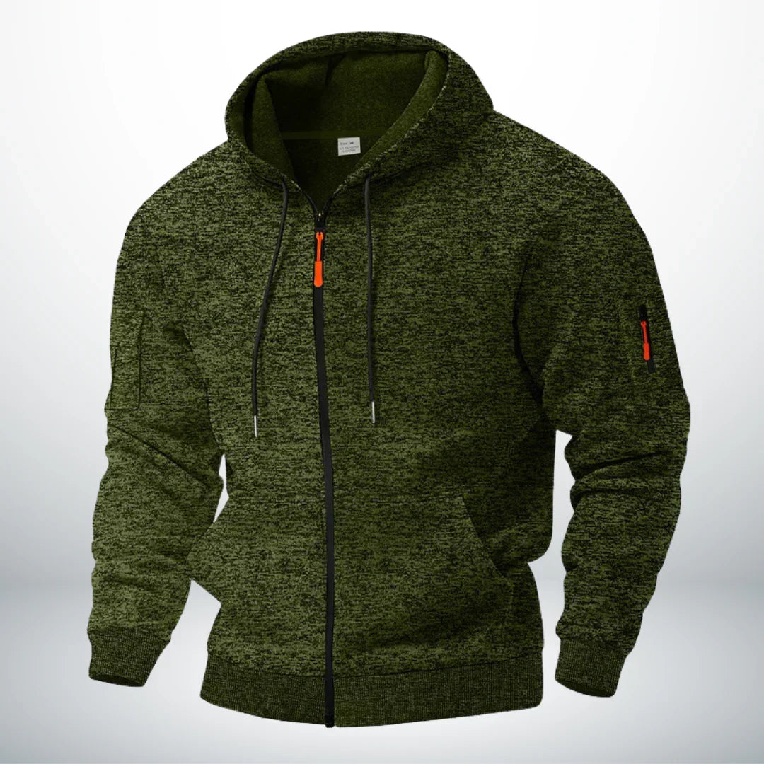 Hoodie homme | Sweat à capuche zippé avec poches sécurisées et cordon réglable