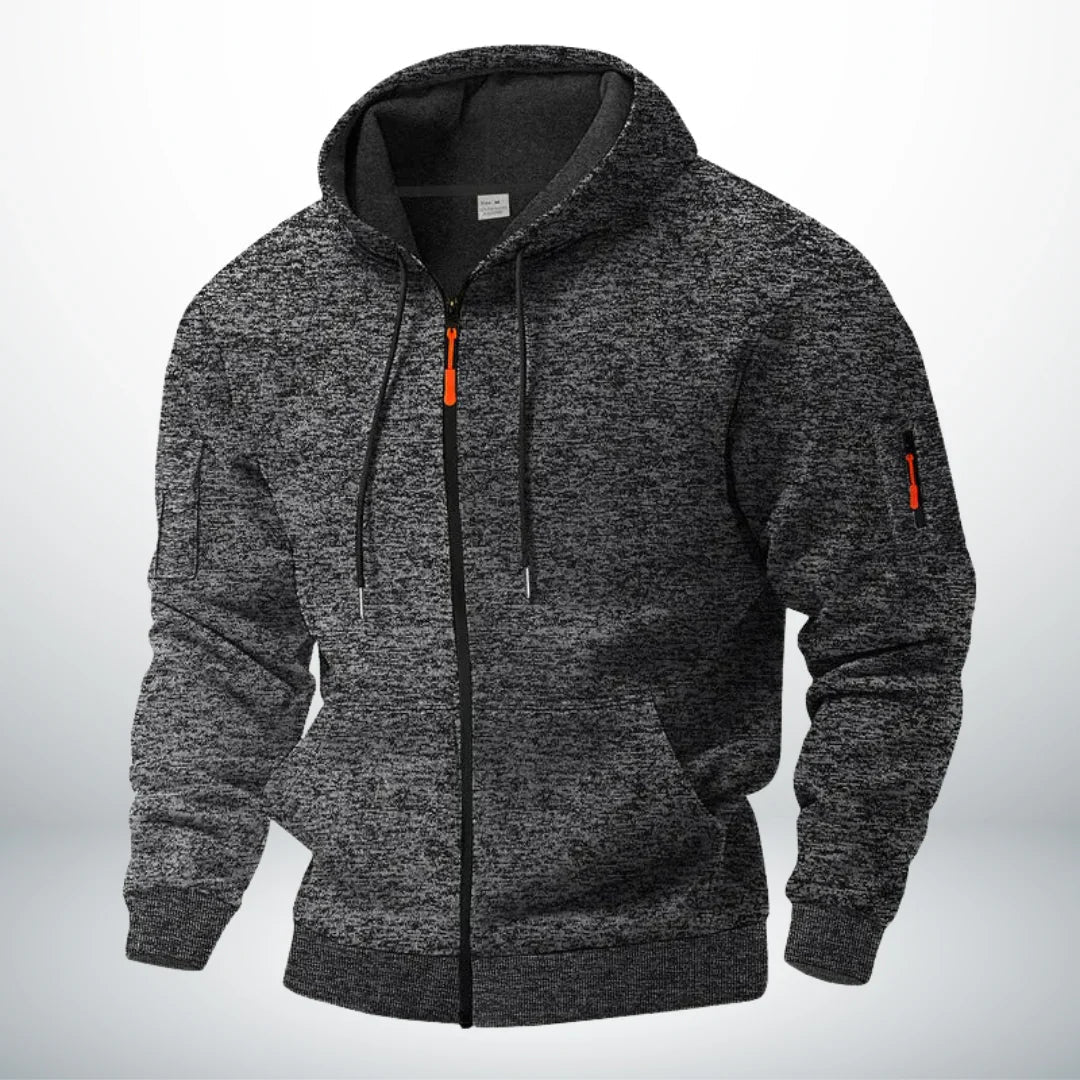 Hoodie homme | Sweat à capuche zippé avec poches sécurisées et cordon réglable